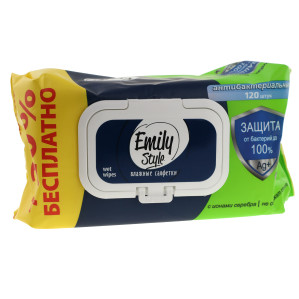 Салфетки влажные ЭМИЛИ СТИЛЬ Антибактериальные 120шт.