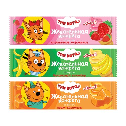 Конфета жевательная СЛАДКАЯ СКАЗКА Три кота с омега-3 11 гр