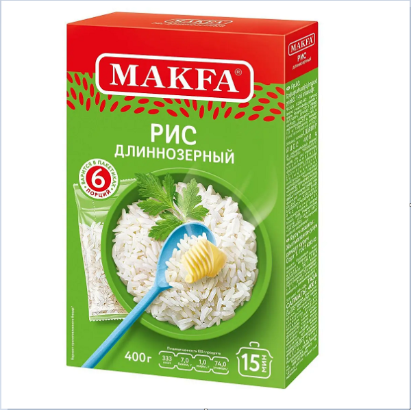 Крупа рис МАКФА длиннозёрный 6*66,5 гр.
