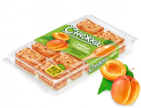 Печенье СНЕЖКА сдобные палочки с абрикосом 308 гр