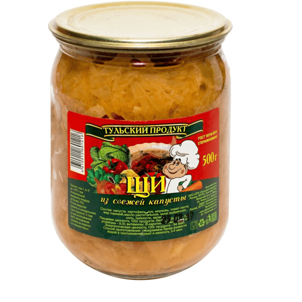 Суп ТУЛЬСКИЙ ПРОДУКТ щи со свежей капустой 500 гр ст/б
