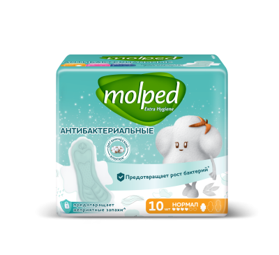 Прокладки гигиенические МОЛПЕД Антибактериальные Нормал 10шт