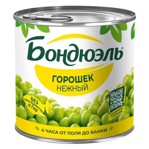 Горошек зеленый БОНДЮЭЛЬ 425 гр ж/б