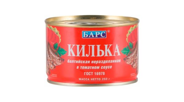 Килька БАРС в томатном соусе 250гр ж/б ключ (М)