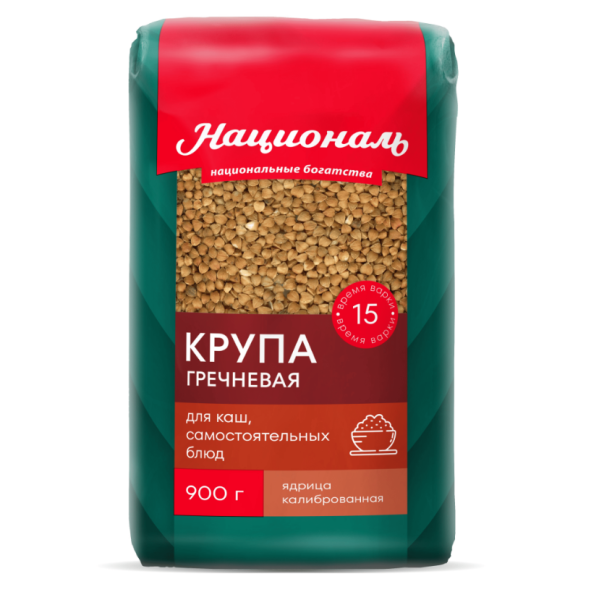 Крупа НАЦИОНАЛЬ гречневая ядрица 900гр м/уп