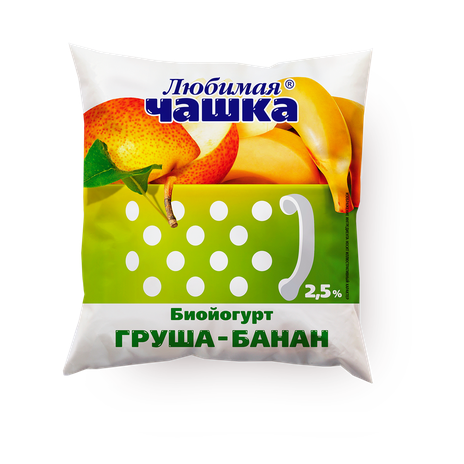 Биойогурт ЛЮБИМАЯ ЧАШКА с грушей и бананом 2,5% без змж 450гр