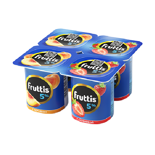 Йогурт ФРУТТИС Сливочное лакомство клубника-персик 5% без змж 115гр