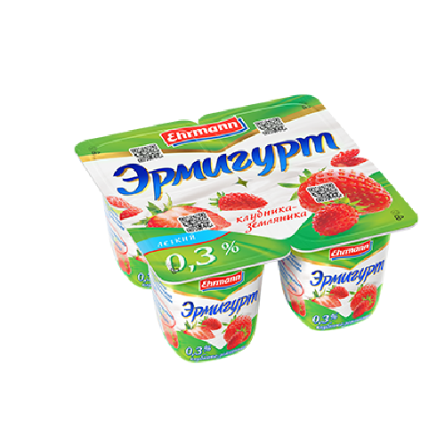 Йогурт ЭРМИГУРТ клубника-земляника 0,3% без змж 100гр