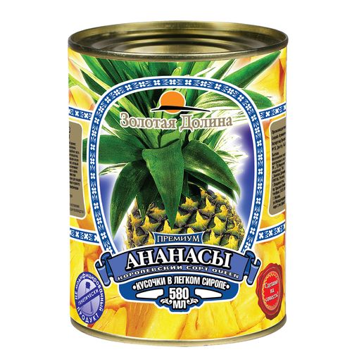 Компот ЗОЛОТАЯ ДОЛИНА из ананаса кусочки 580 гр ж/б