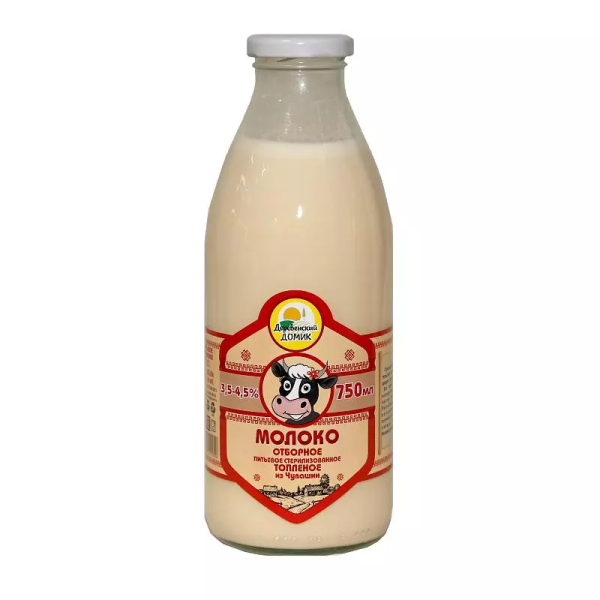Молоко ДЕРЕВЕНСКИЙ ДВОРИК Топлёное 3,5-4,5% без змж 750мл