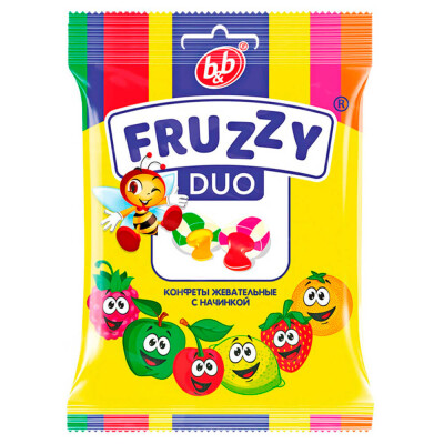 Конфеты БИ-ЭНД-БИ Фруззи Дуо микс жевательные с начинкой 180 гр