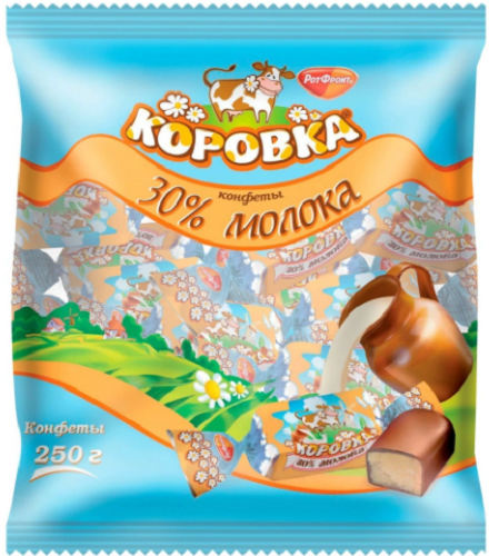 Конфеты Коровка 30% молока РОТ ФРОНТ 250гр