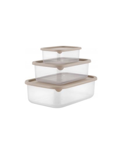 Набор контейнеров для продуктов ВАНИЛЛА 0,18 л., 0,5 л., 1 л., гибкая крышка, цв. латте, арт. SE168712005, Пластик Репаблик