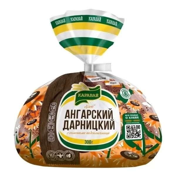 Хлеб КАРАВАЙ Ангарский Дарницкий нарез. 300гр