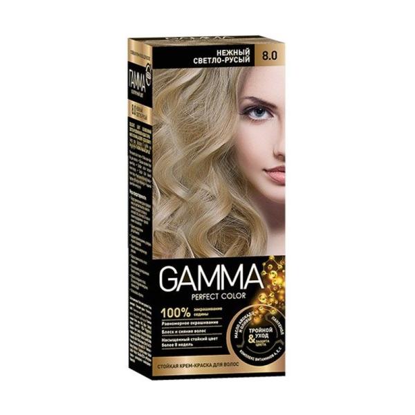 Краска д/волос ГАММА ПЕРФЕКТ КОЛОР тон 8.0 Нежный светло-русый в компл. с окисл. кремом 9% 50 мл