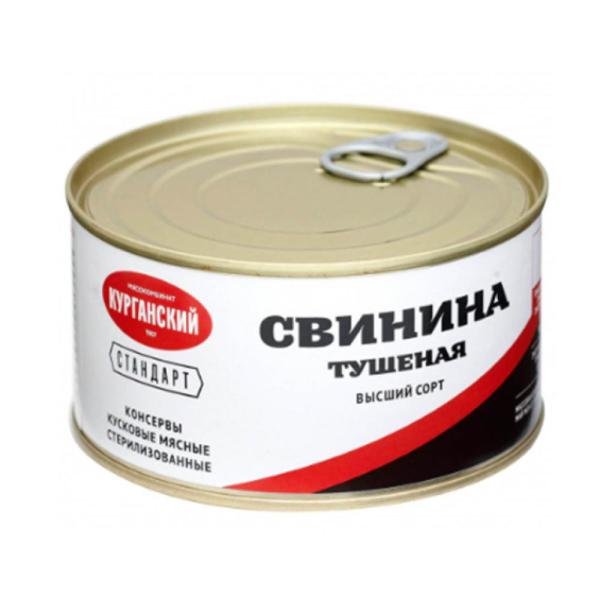 Свинина КУРГАН тушеная в/с 325 гр ж/б ключ