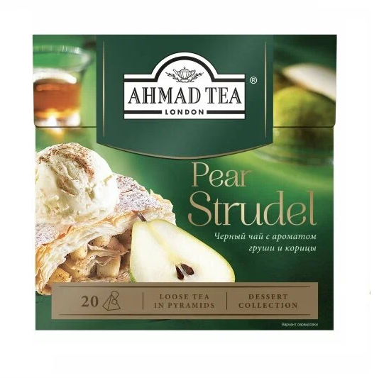 Чай чёрный АХМАД Грушевый штрудель листовой со вкусом груши и корицы 20 пир*1,8 гр