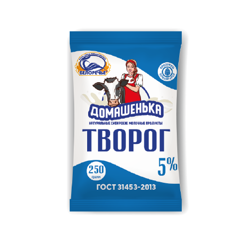 Творог БЕЛОРЕЧЬЕ Домашенька 5% без змж 250гр