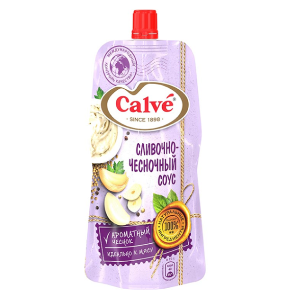 Соус майонезный КАЛЬВЕ сливочно-чесночный 230 гр дой пак РСТ014