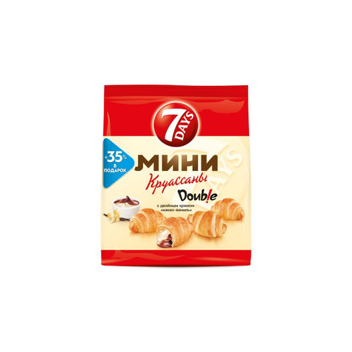 Мини круассаны СЕВЕН ДЭЙС c двойным кремом ваниль-какао 265 гр