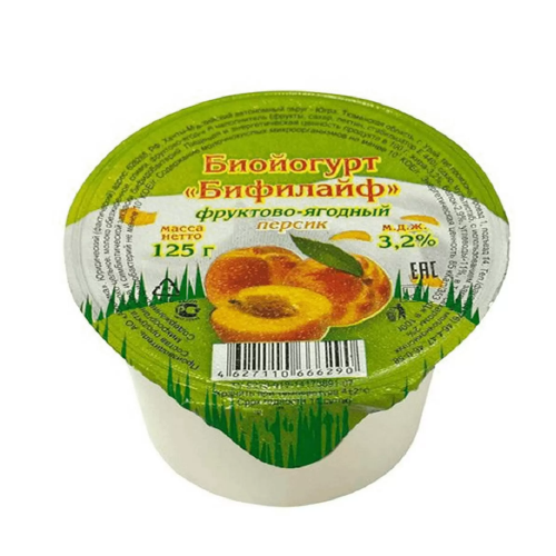 Биойогурт ЛЮБИО Бифилайф персик 3.2% без змж 125мл ст