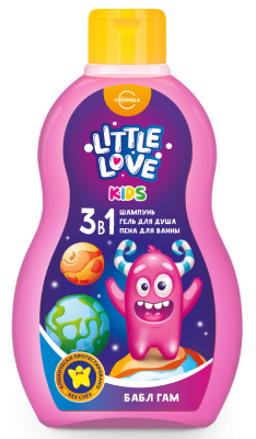 Шампунь-гель-пена детский Маленькая любовь Бабл гам 3в1 400мл