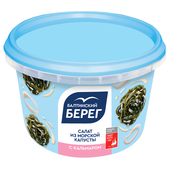 Салат БАЛТИЙСКИЙ БЕРЕГ из морской капусты с кальмарами в майонезе 250гр