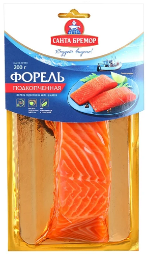 Форель САНТА БРЕМОР подкопч. филе-кусок 200гр в/у