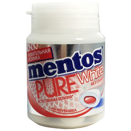 Жевательная резинка МЕНТОС Пьюр вайт клубника 54 гр