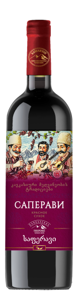 Вино КАВКАЗСКОЕ ПОБЕРЕЖЬЕ ЧЕРНОГО МОРЯ Саперави красное сух 0,75л 10%