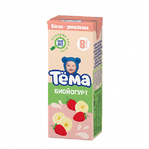 Йогурт ТЁМА питьевой банан-земляника 2,8% без змж 210гр