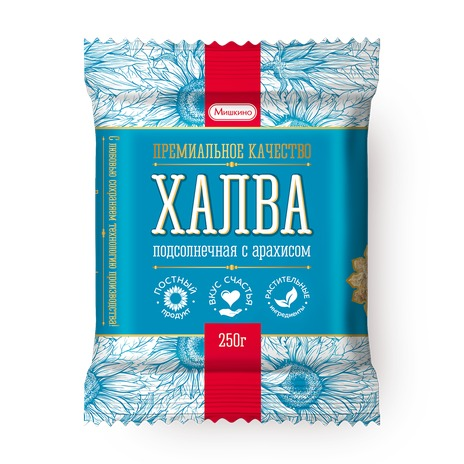 Халва подсолнечная МИШКИНО СЧАСТЬЕ  Степь с арахисом 250 гр