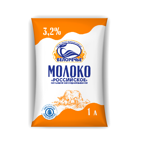 Молоко БЕЛОРЕЧЬЕ ГОСТ 3,2% без змж 1л п/п