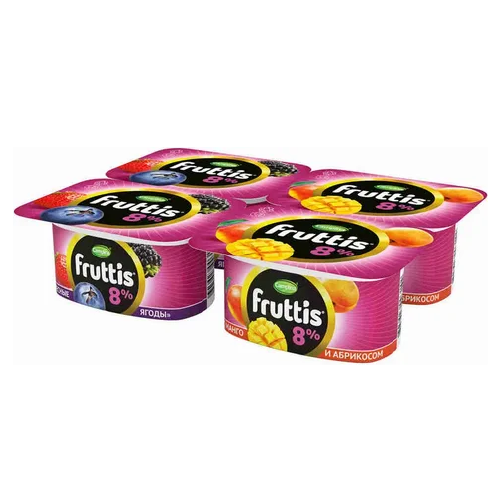 Йогурт ФРУТТИС Супер экстра абрикос-манго-лес.ягоды 8% без змж 115гр