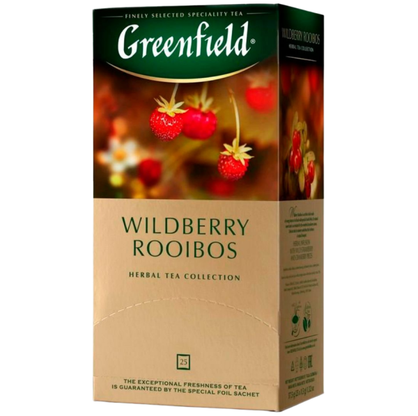 Чай травяной ГРИНФИЛД Вайлдберри Ройбош с земляникой и клюквой 25 пак