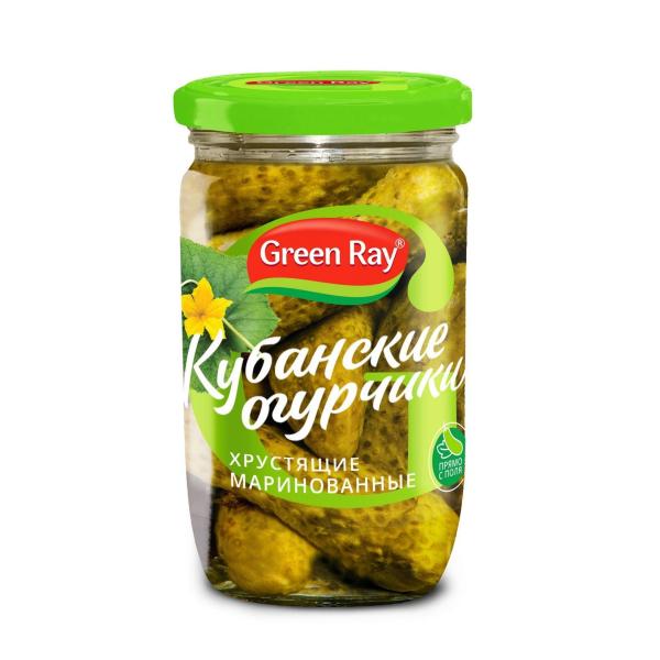 Огурцы ГРИН РЭЙ маринованные 6-9 720 гр ст/б