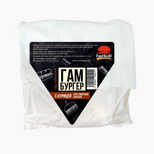 Гамбургер с курицей и соусом томатным барбекю 260 гр