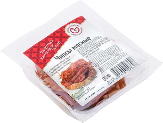 Чипсы из куриного мяса сырокопченые МЕЖЕНИНОВСКАЯ ПФ 100гр