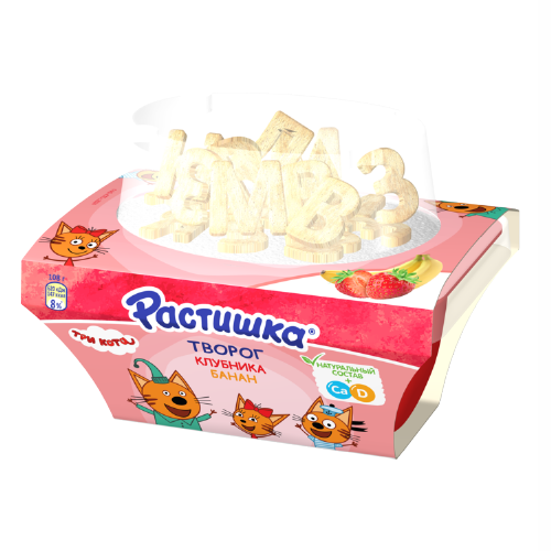 Творожок РАСТИШКА клубника банан с печеньем 3,5% без змж 108гр