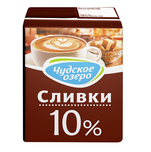 Сливки ЧУДСКОЕ ОЗЕРО для кофе 10% без змж 200мл