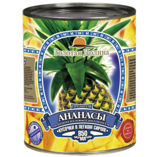 Компот ЗОЛОТАЯ ДОЛИНА из ананаса кусочки 850 гр ж/б