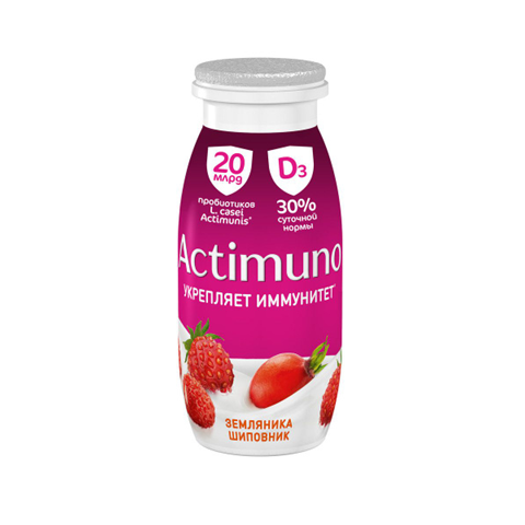 Напиток АКТИМУНО земляника-шиповник 1,5% без змж 95гр
