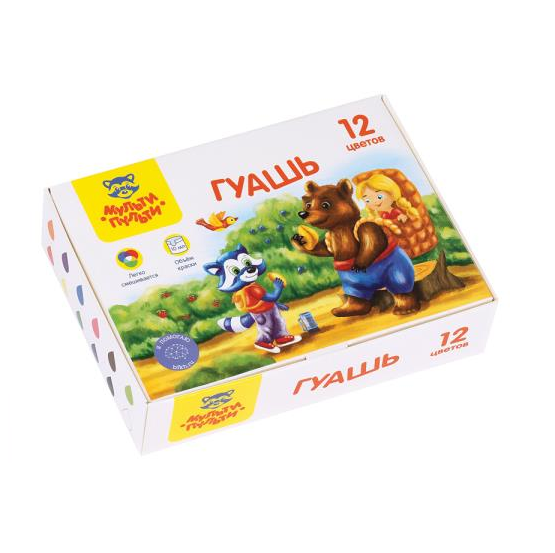 Гуашь 12 цв. 10 мл Мульти-Пульти Енот в сказке, арт. ГК_43560