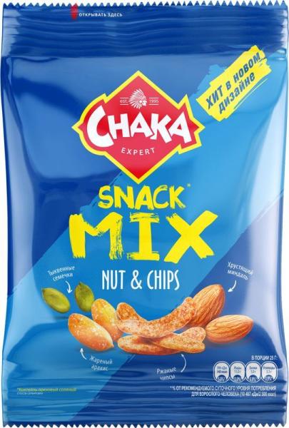 Коктейль ореховый ЧАКА соленый с добавлением чипсов 70г