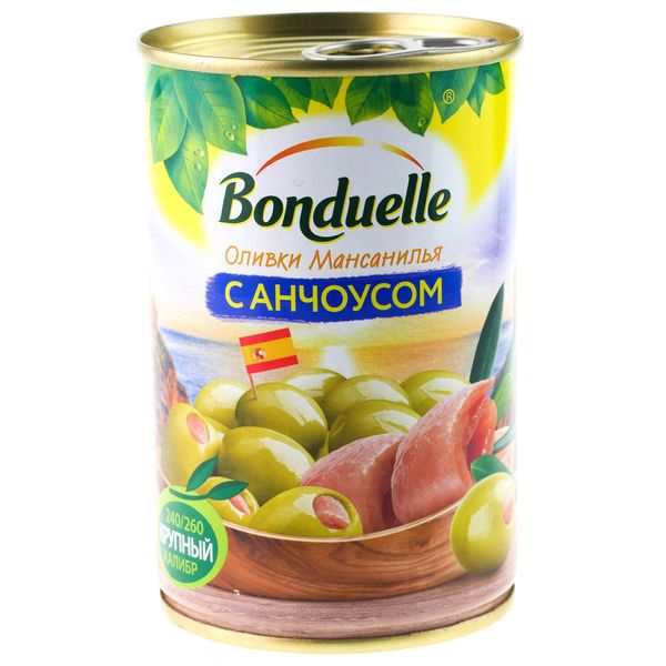 Оливки БОНДЮЭЛЬ с анчоусом 314 гр ж/б