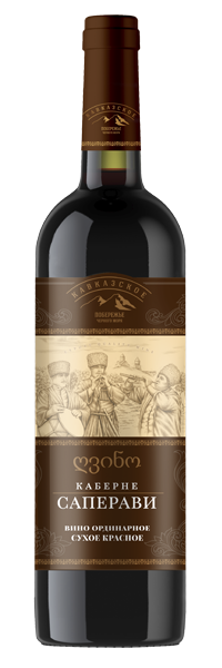Вино КАВКАЗСКОЕ ПОБЕРЕЖЬЕ ЧЕРНОГО МОРЯ Каберне-Саперави ординарн. красное сух. 0,75л 12%
