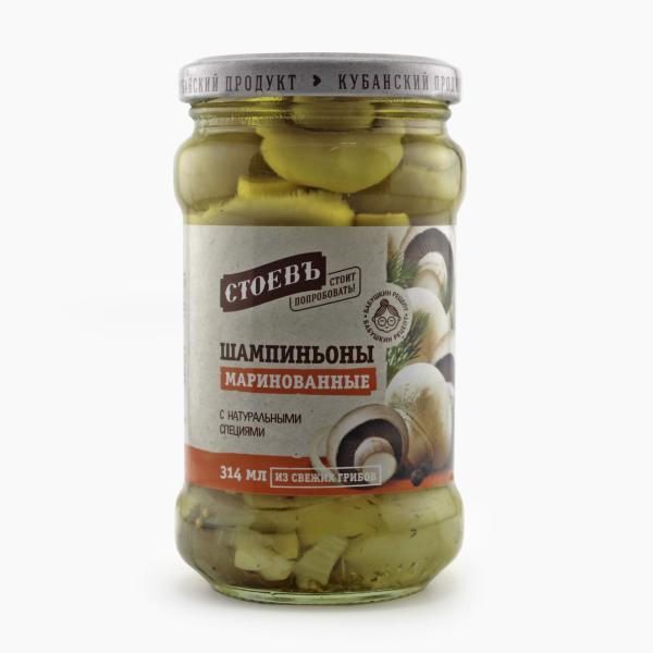 Шампиньоны СТОЕВЪ маринованные 314 гр ст/б