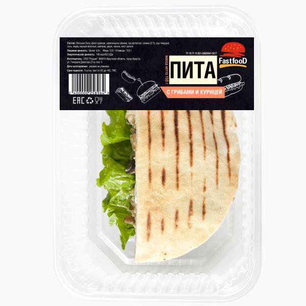 Пита с курицей и грибами 150 гр
