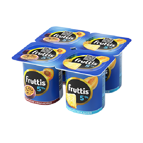 Йогурт ФРУТТИС Сливочное лакомство персик-маракуйя,ананас-дыня 5% без змж 115гр