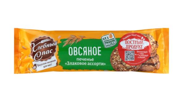Печенье сдобное ХЛЕБНЫЙ СПАС Овсяное Злаковое ассорти 250 гр